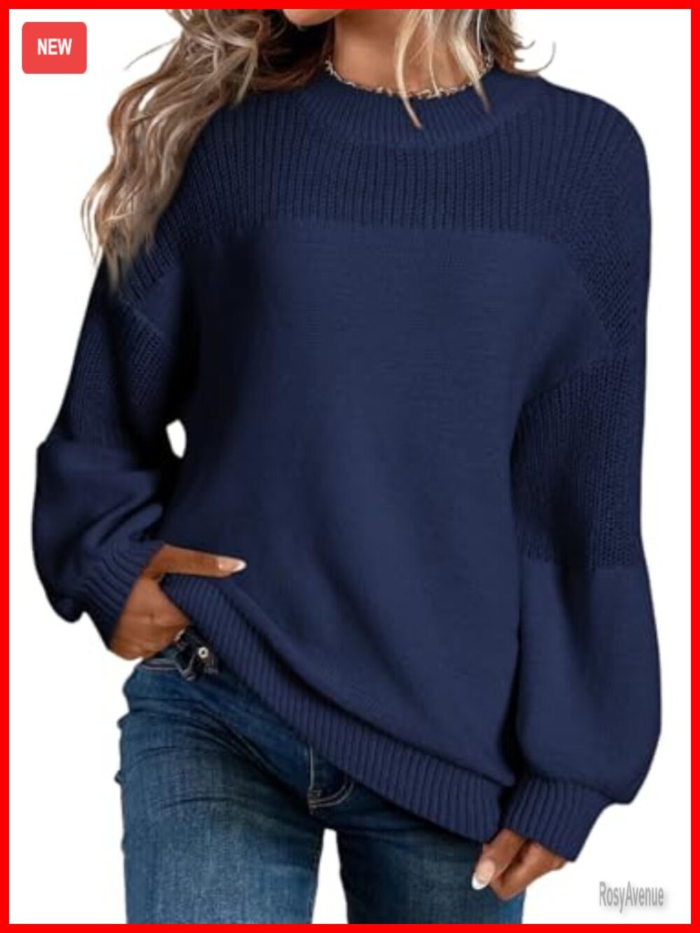 Women's Oversized Crewneck Pullover Sweater Long Sleeve Loose Fit Knit